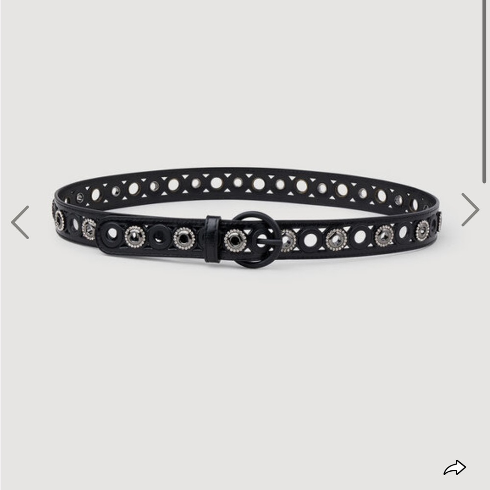 NEW WITH TAGS Sandro leather belt with eyelets and rhinestones